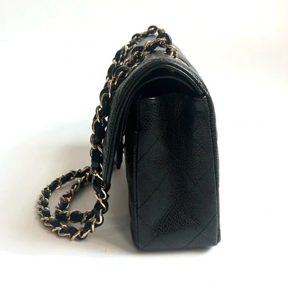 Chanel Small Classic Black Grained Calfskin & Gold-Tone Metal Handbag - Picture 5 of 16